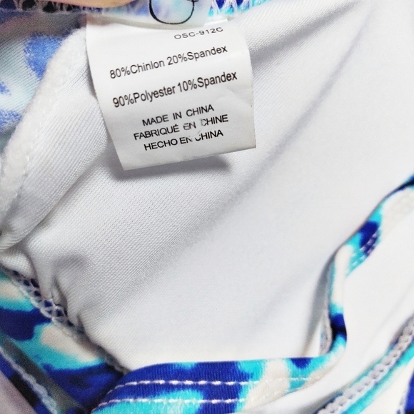 Cupshe Blue and White Tie Dye Triangle Bikini Top Medium - Picture 6 of 7